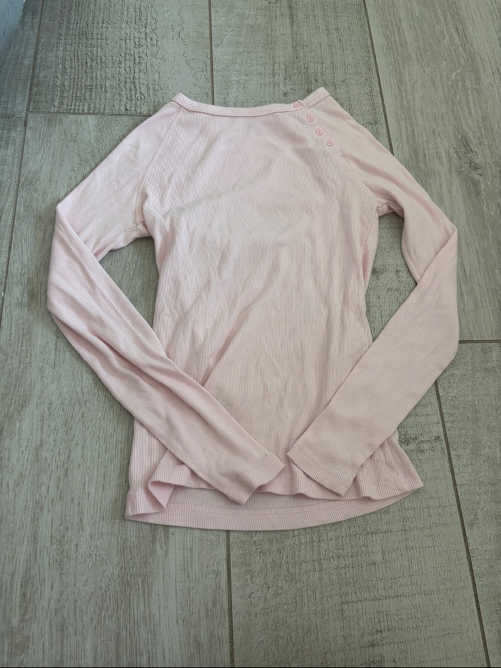 GAP Pale Pink Ribbed Long Sleeve Top with Shoulder Buttons